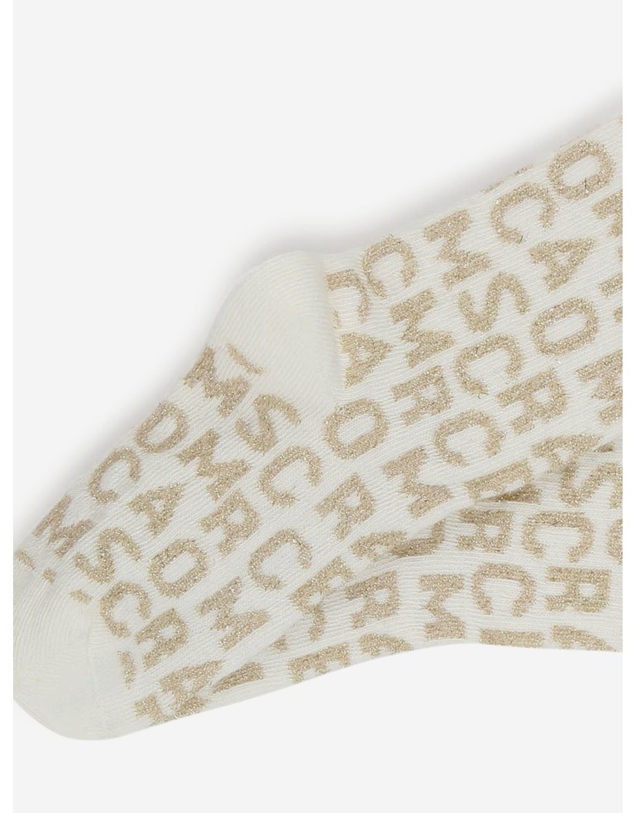 MARC JACOBS Girls Monogram Jacquard Socks in Ivory - 2