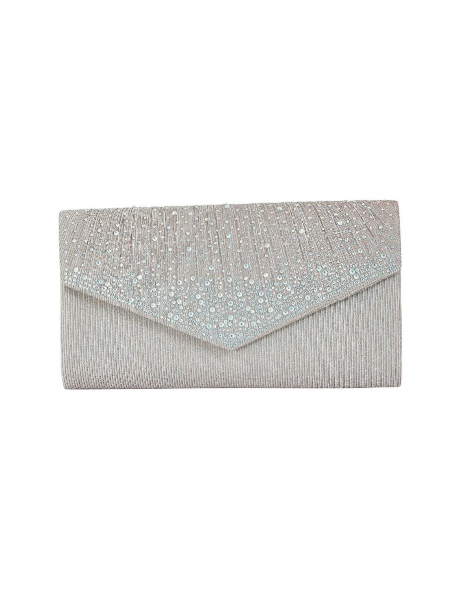 Yumi Rose Gold All Over Sparkle Envelope Clutch Bag - 3