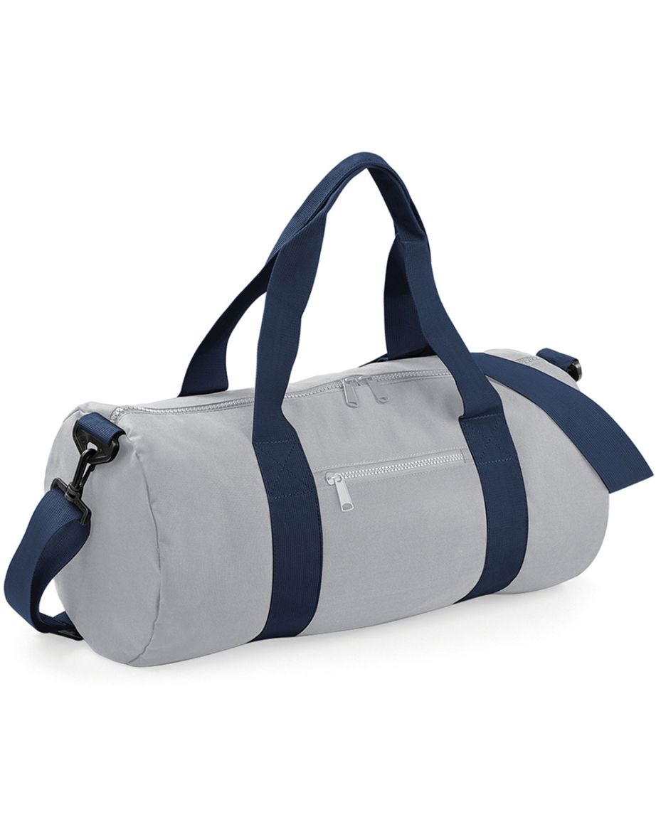 Bagbase Plain Varsity Barrel / Duffle Bag (20 Litres) - Light Grey/French Navy
