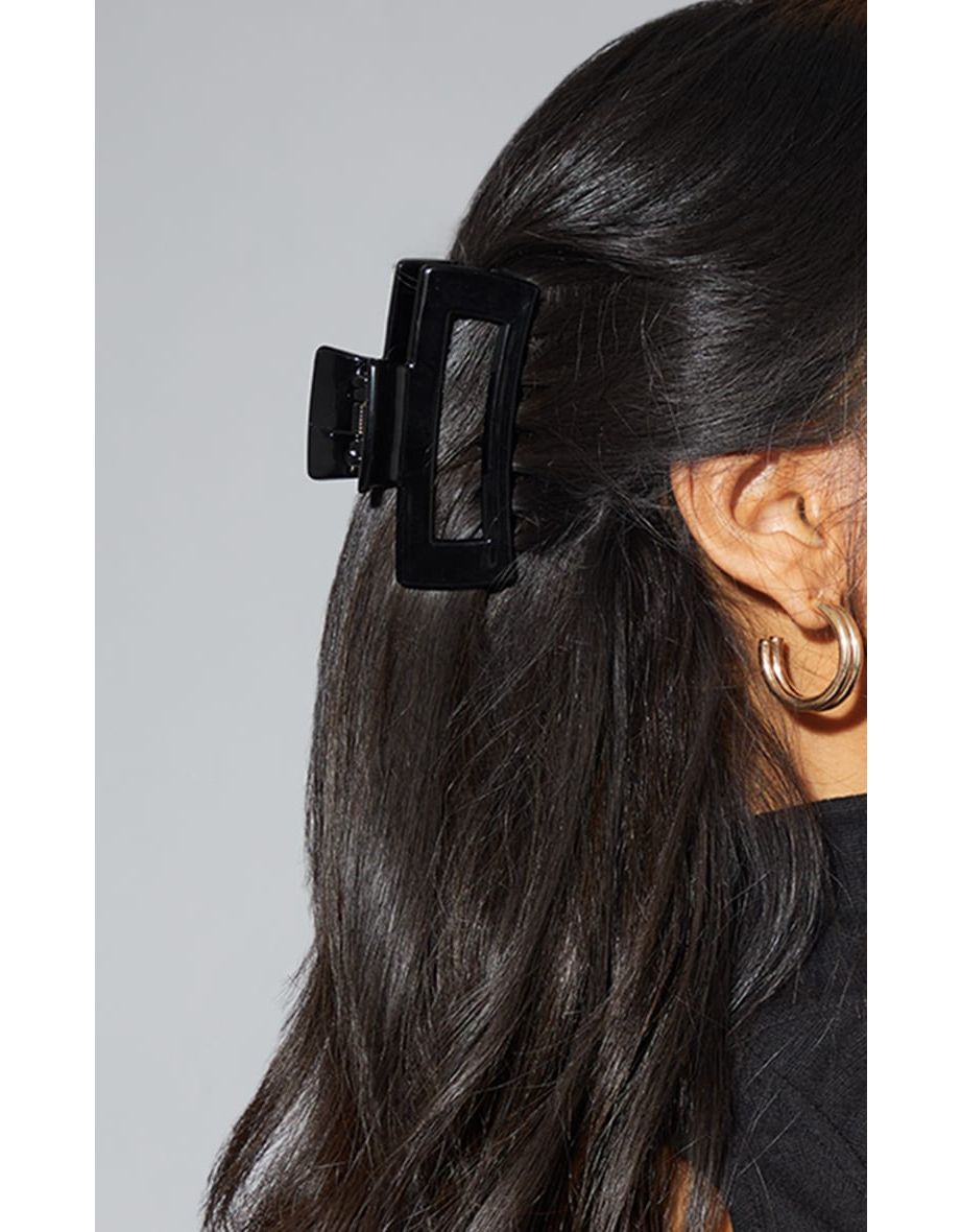 Black Small Rectangle Cut Out Hair Clip