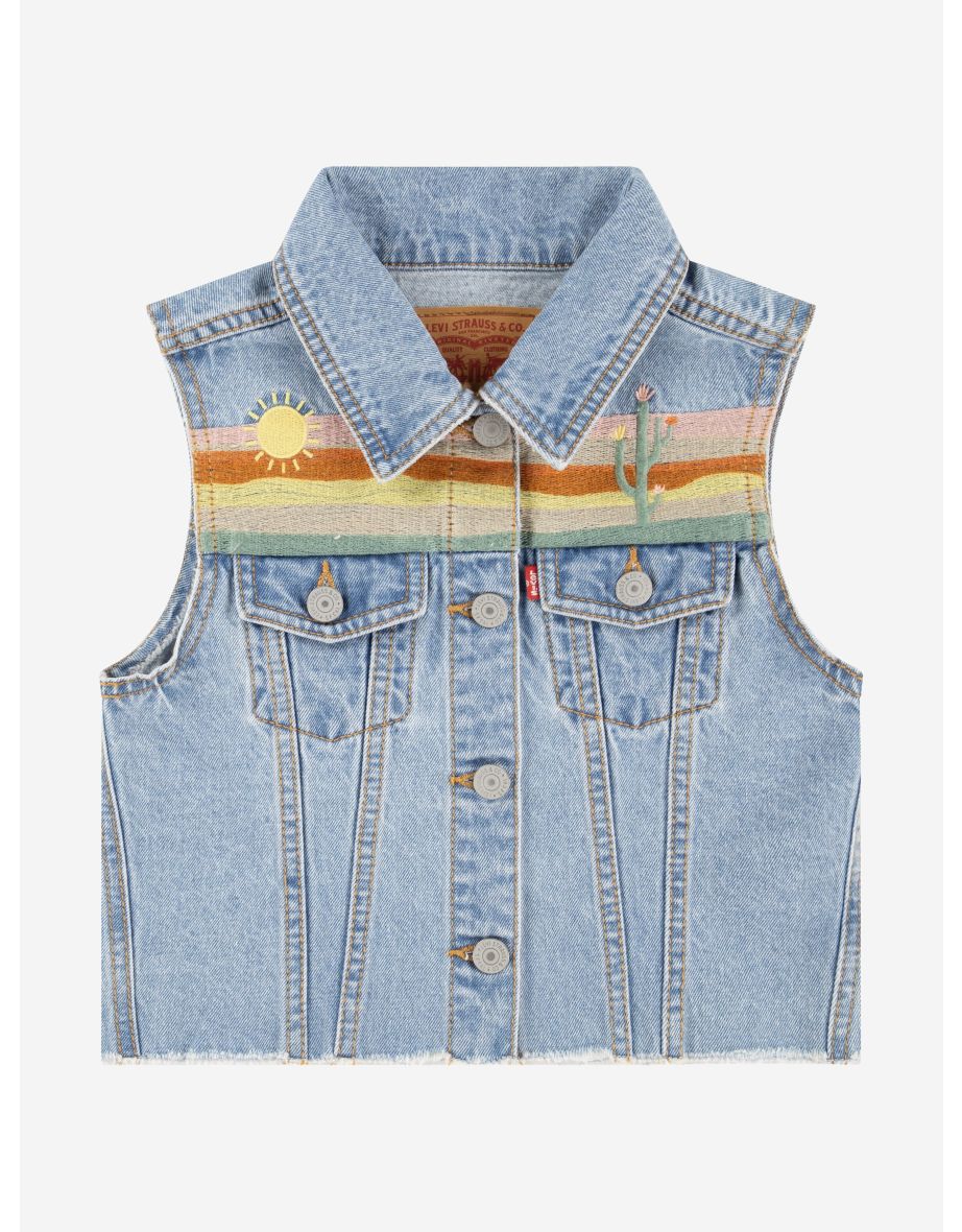 Girls Embroidered Gilet in Blue