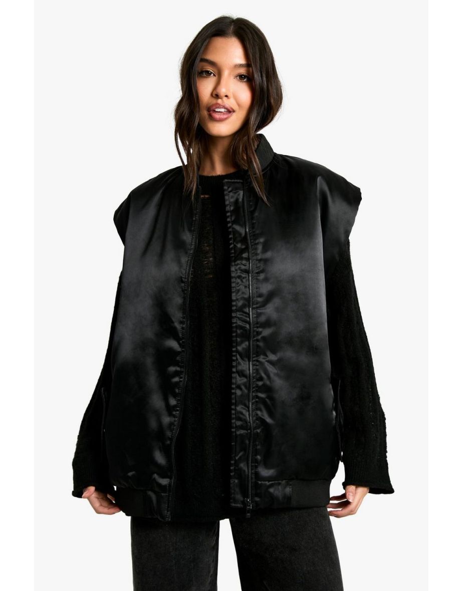 Oversized Gilet Satin Bomber Jacket