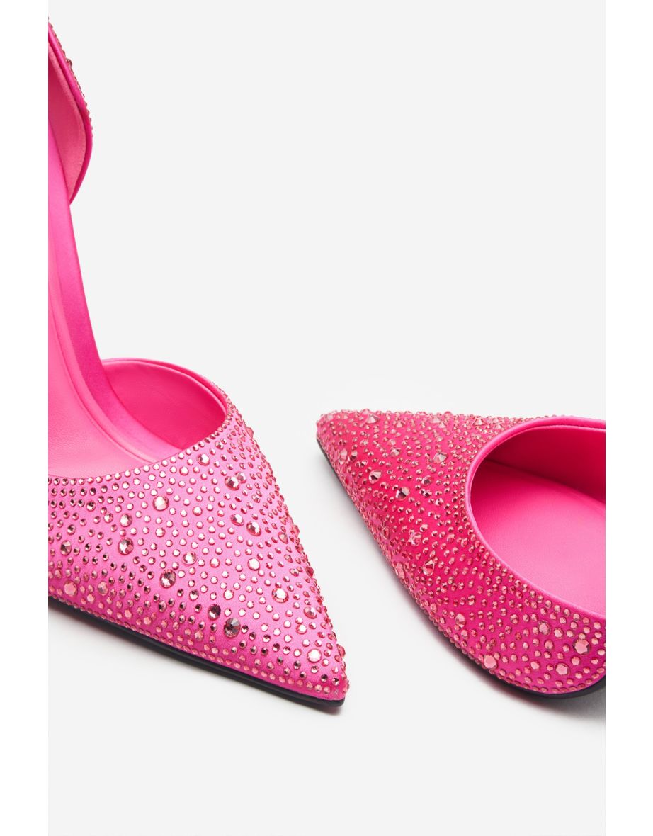 Catcher | Pink Diamante Pointed Court Heels - 4
