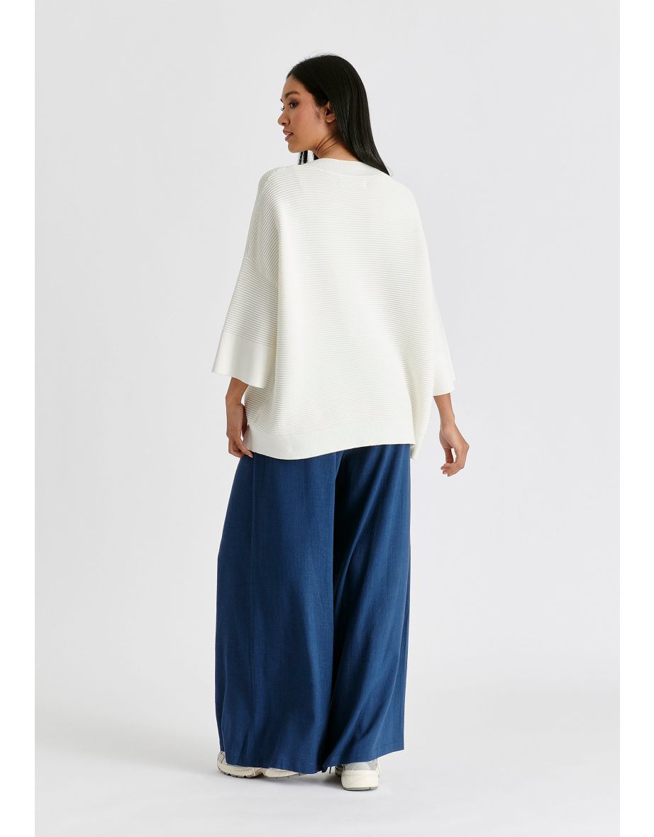 Mock Neck Cropped Sleeve Ribbed Jumper - 6