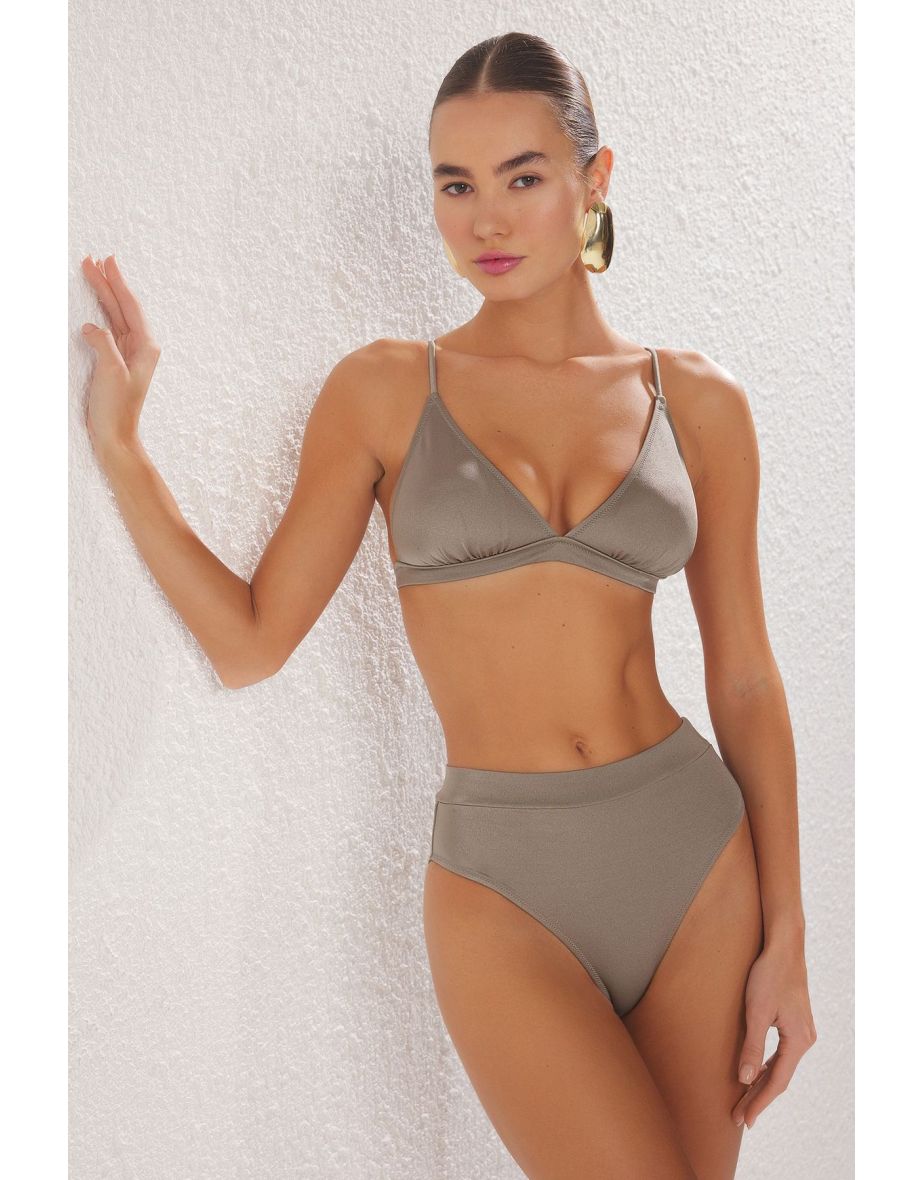 Mink Triangle High Waist High Leg Hipster Bikini Set