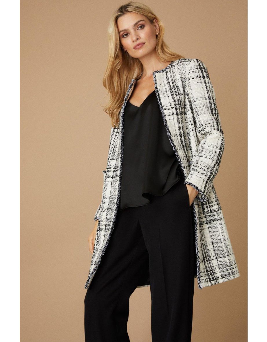 Collarless shop longline jacket