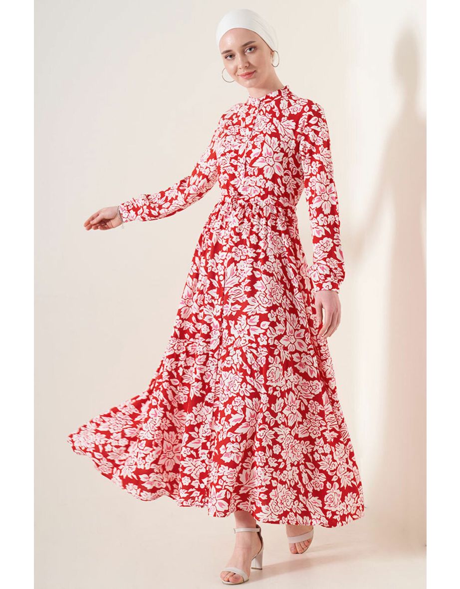 Patterned Judge Collar Dress
