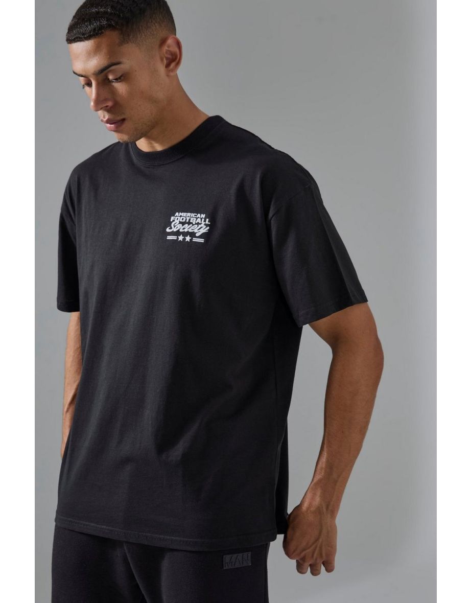 Man Active American Football Society Oversized T-shirt - black