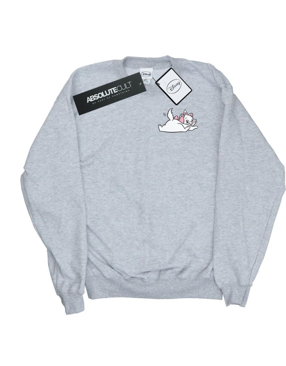 Disney Girls Aristocats Marie Sweet Backside Breast Print Sweatshirt - Sports Grey