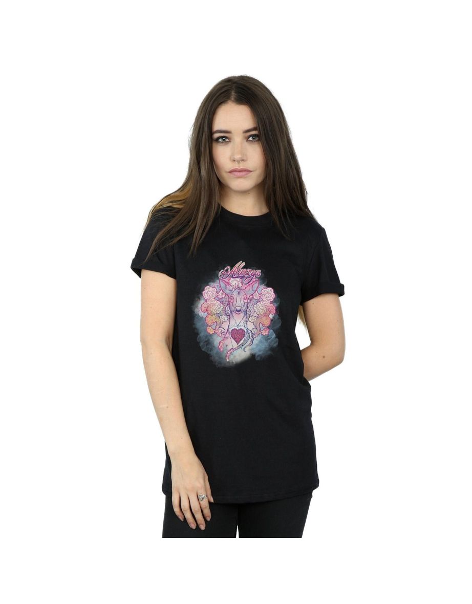 Harry Potter Womens/Ladies Always Doe Cotton Boyfriend T-Shirt - Black