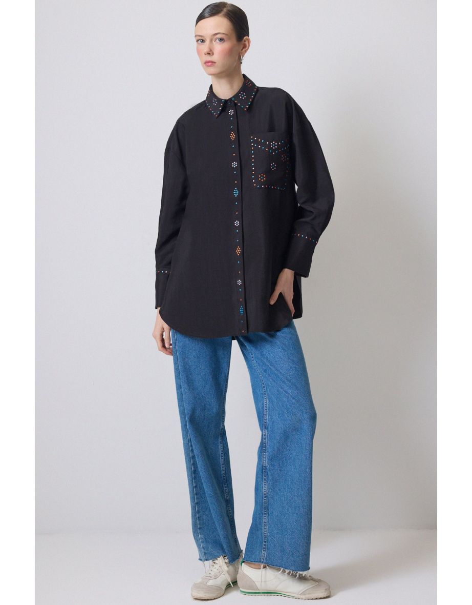 CUPRA SHIRT WITH CRYSTAL STONE