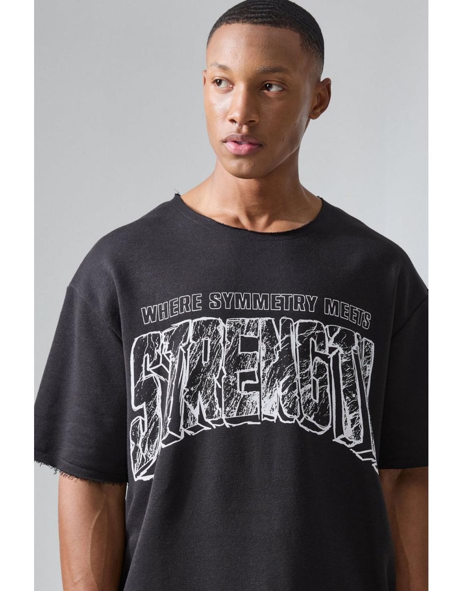 Man Active X Og Gym Oversized Raw Hem T-shirt - black - 2