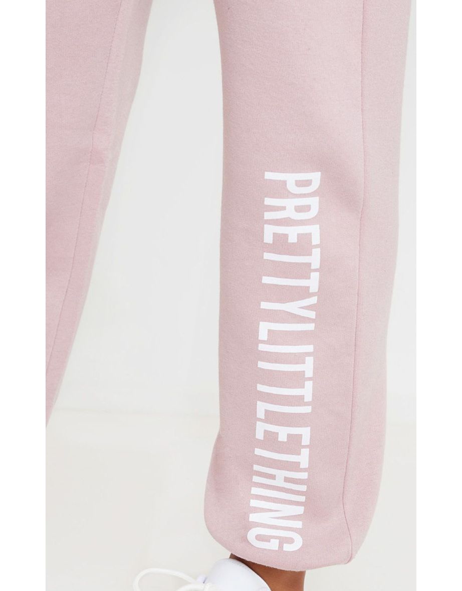 PRETTYLITTLETHING Pale Pink Slogan Joggers - 4