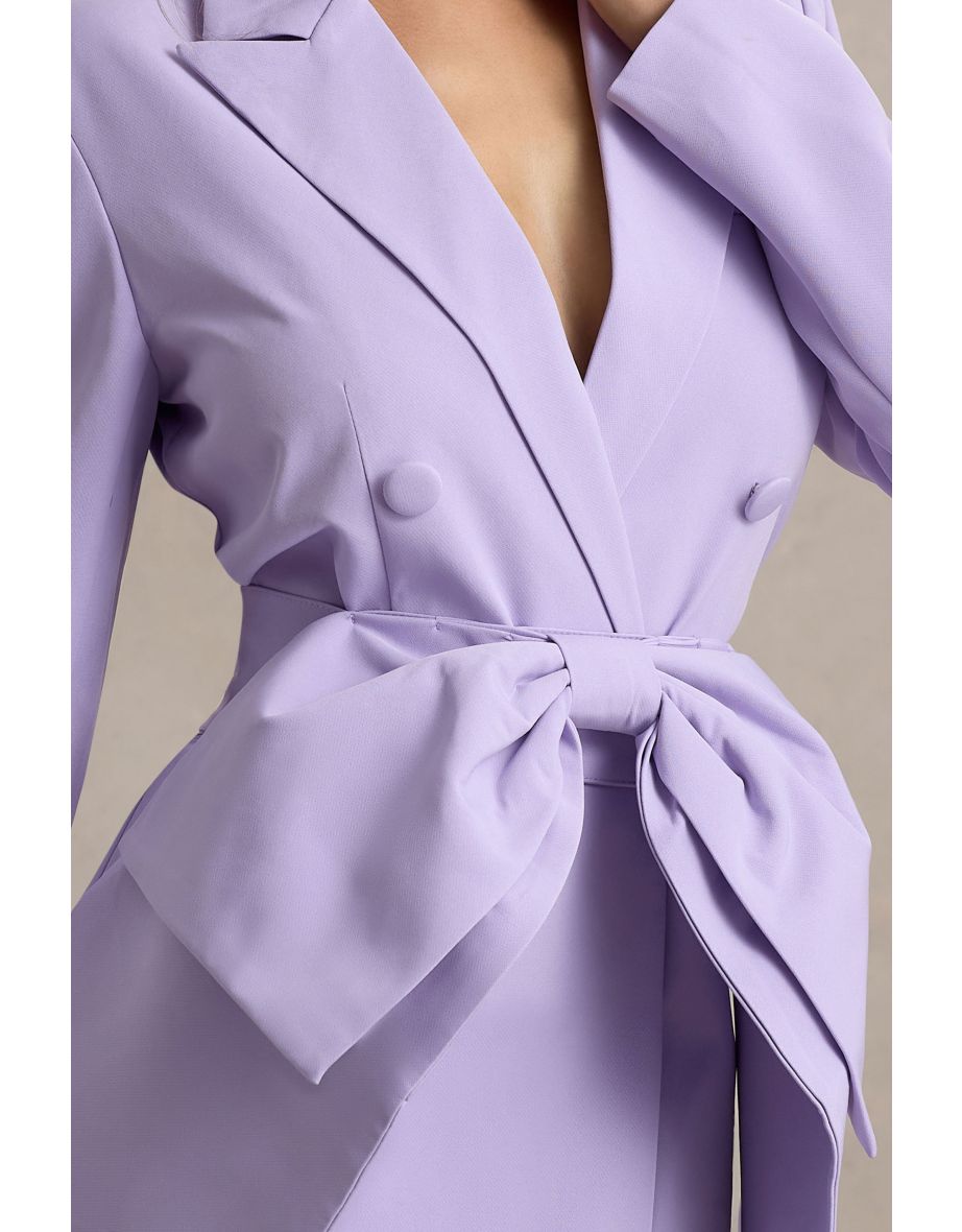 Prized | Lilac Tailored Blazer Dress With Bow - 6