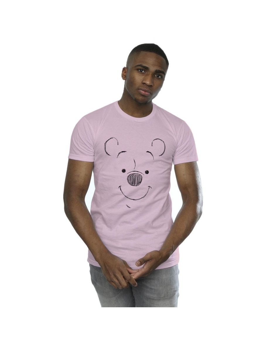 Disney Mens Winnie The Pooh Winnie The Pooh Face T-Shirt - Baby Pink