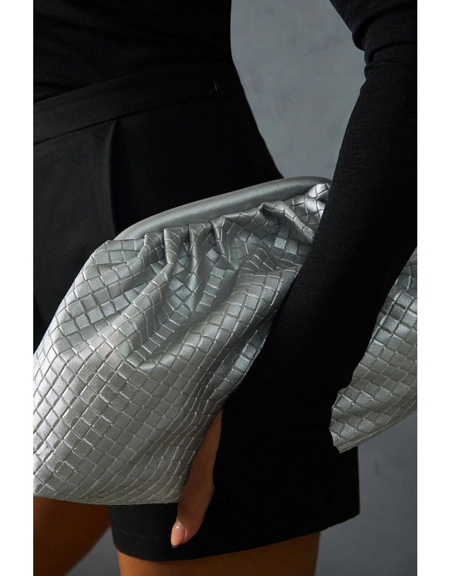 Metallic Oversized Quilted Clutch Bag - 1