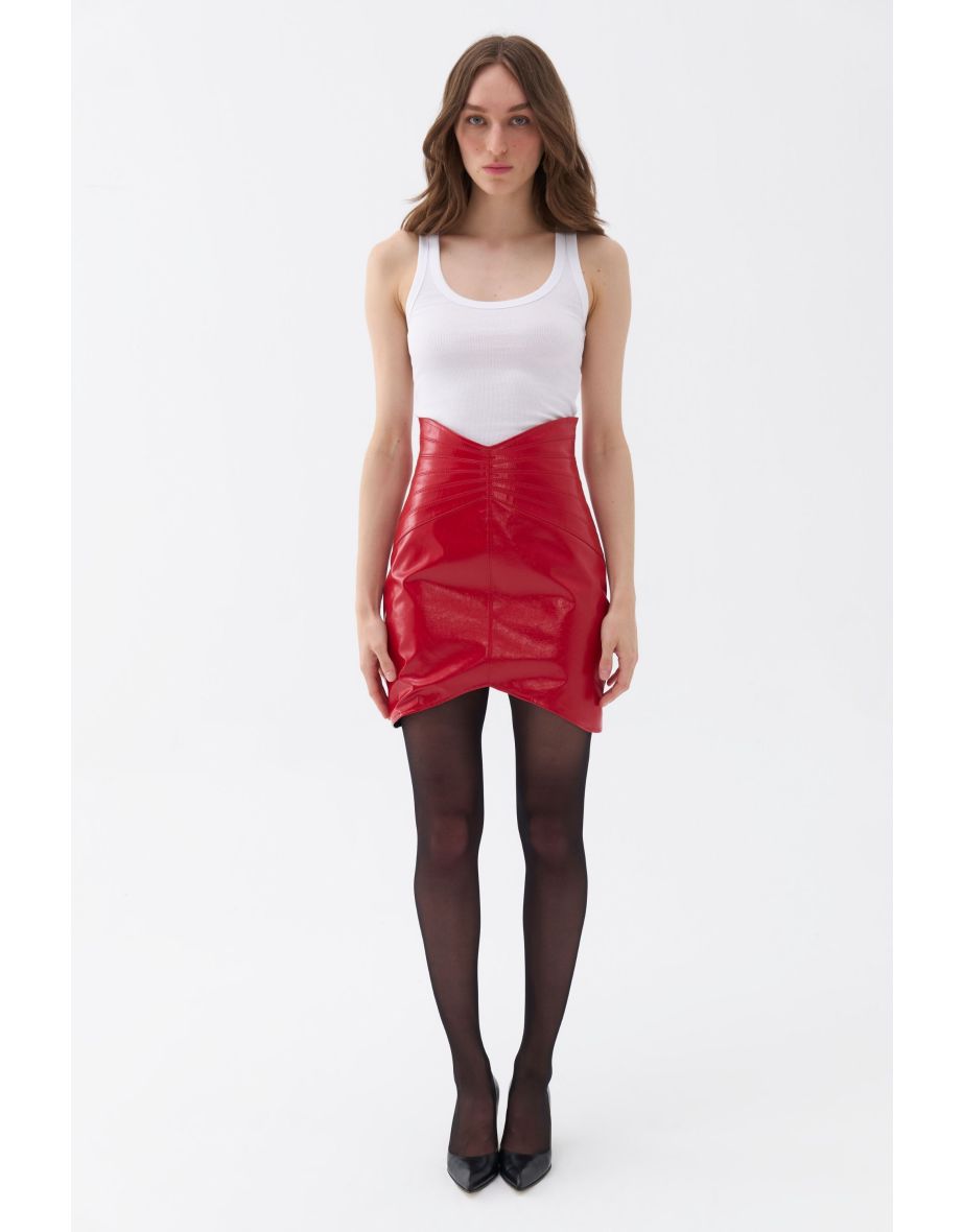 Faux Patent Leather Mini Skirt