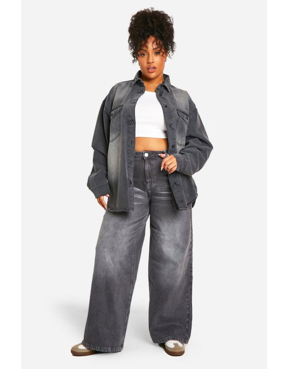 Plus Oversized Longline Denim Shirt