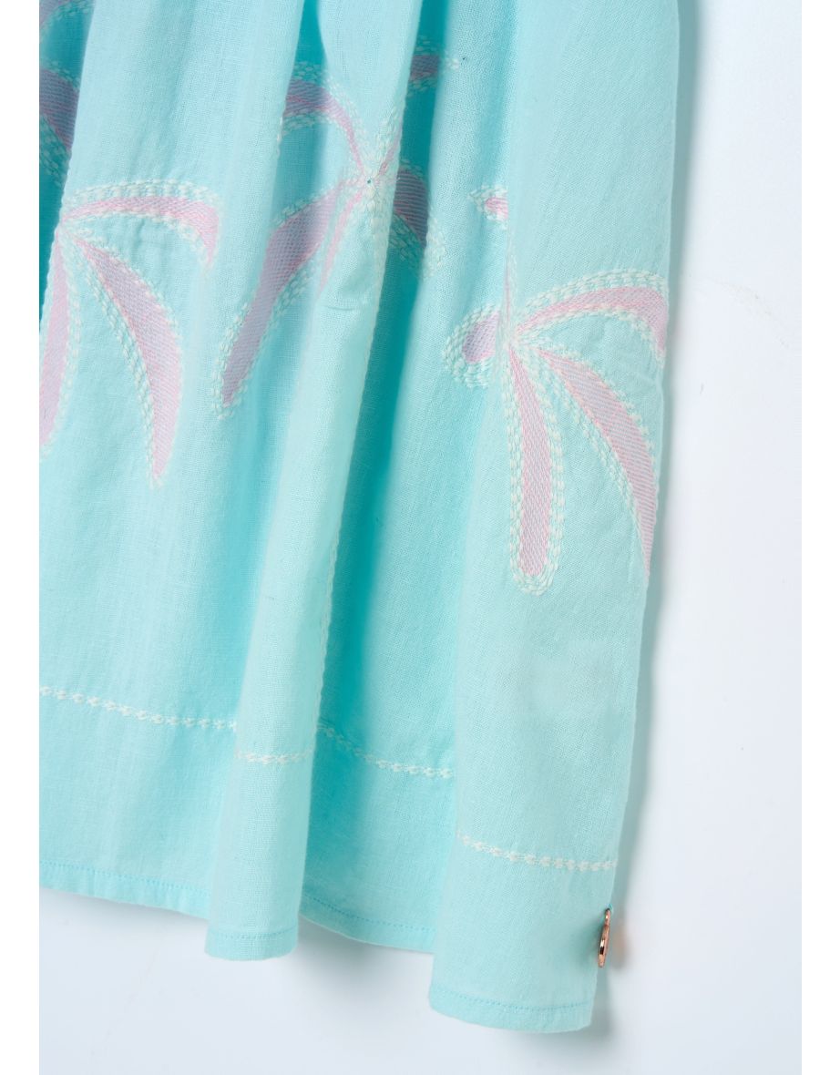 Paloma Blue Embroidered Hem Swing Dress - 8
