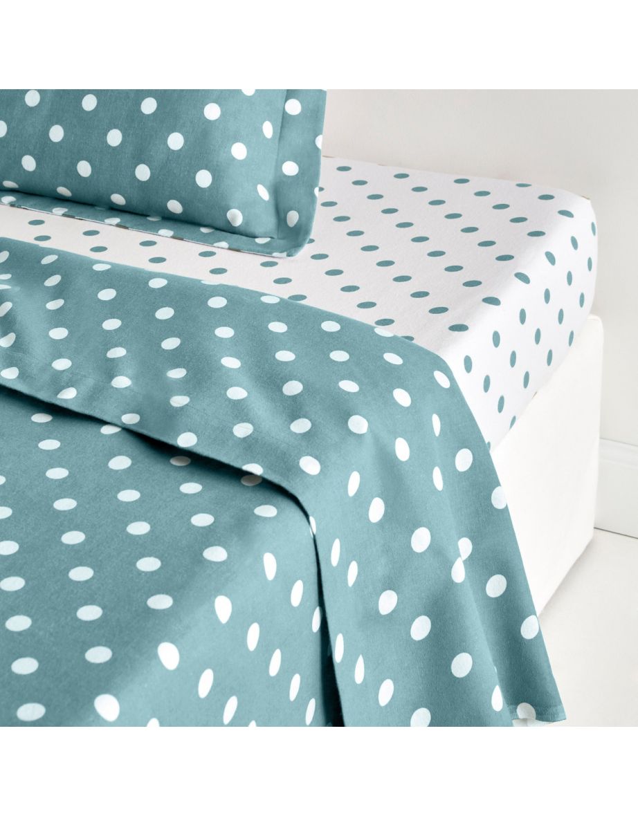 Clarisse Flannel Flat Sheet in Polka Dot Print