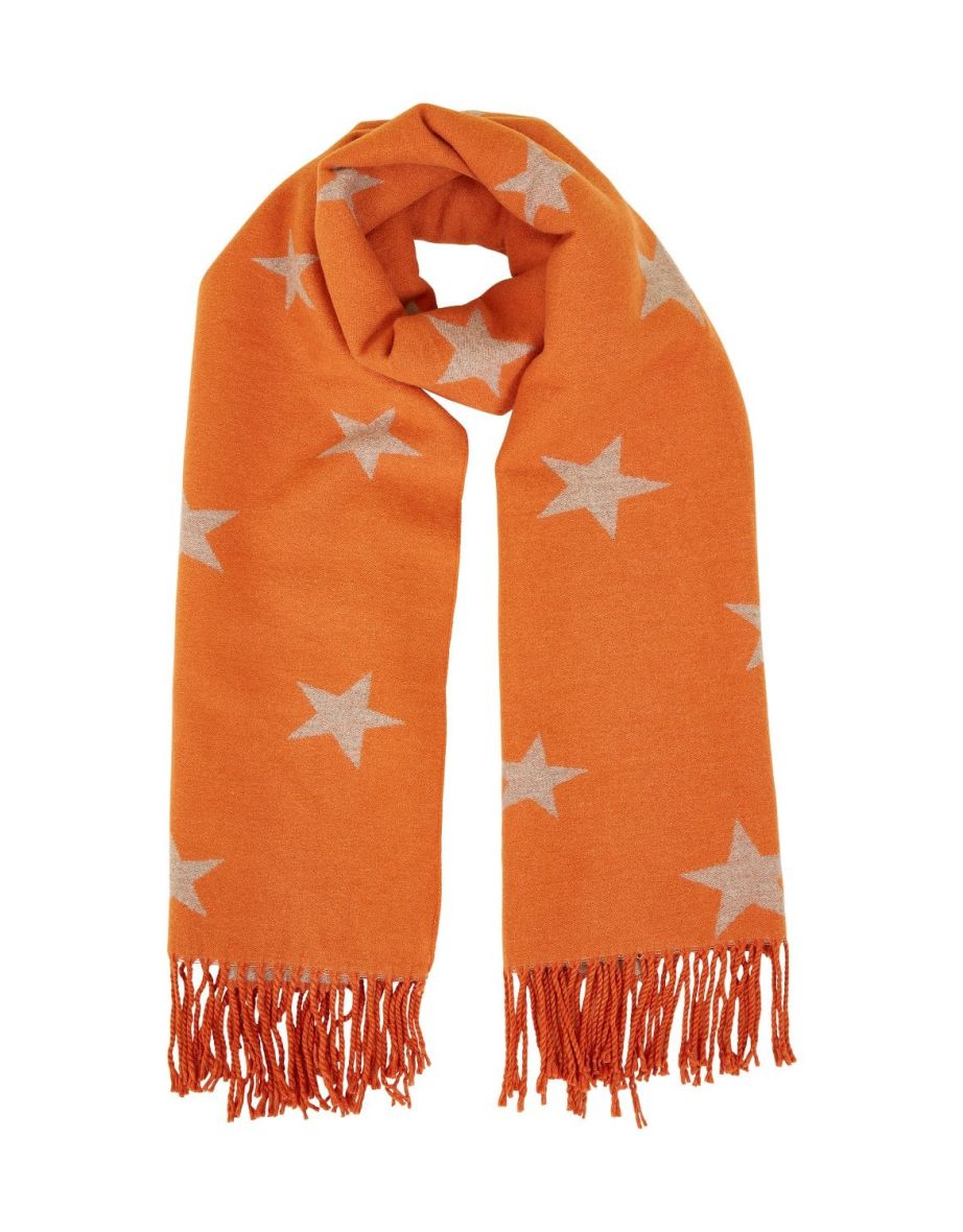 Two Tone Orange And Grey Star Scarf