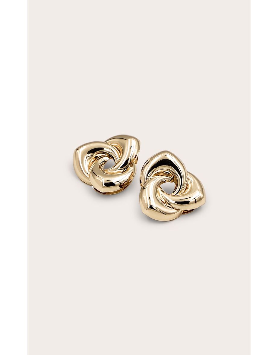 Gold Interlock Swirl Stud Earrings - 2