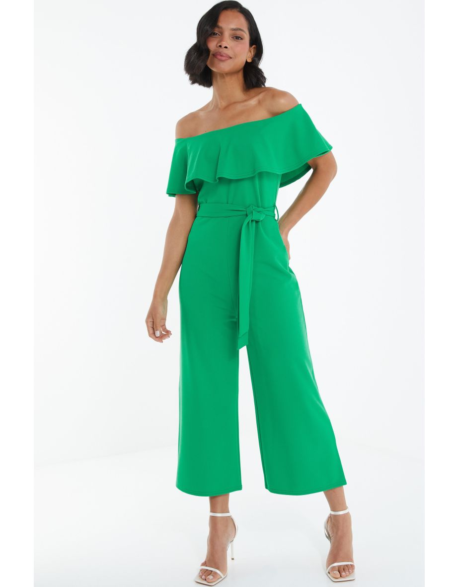 Green discount bardot jumpsuit