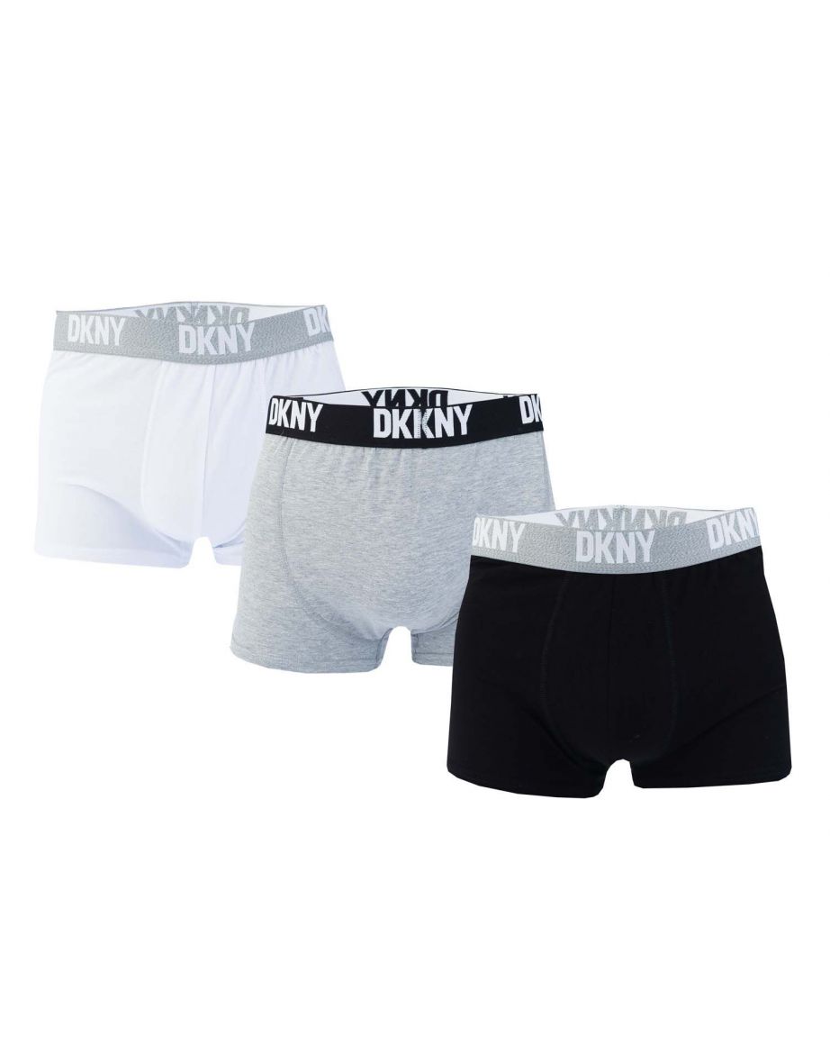 Men's DKNY Seattle 3 pack Trunk Boxer Shorts in Black