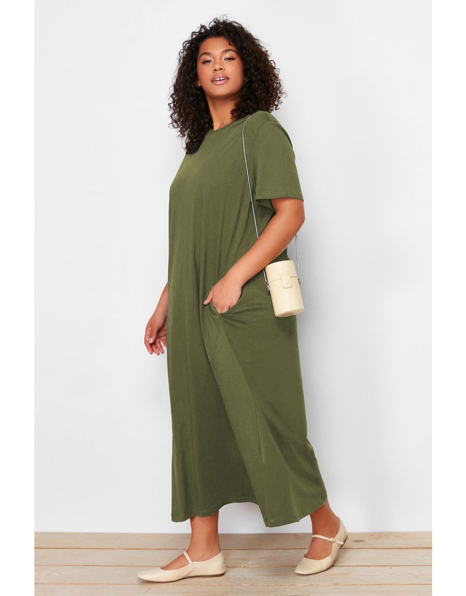 Khaki Supreme Knit Plus Size Dress