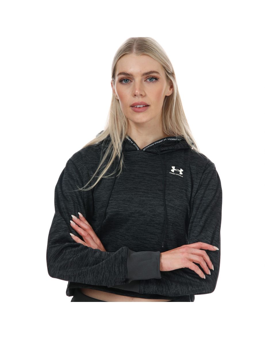 Women's Under Armour Armour Fleece Twist Crop Hoody in Black - 5