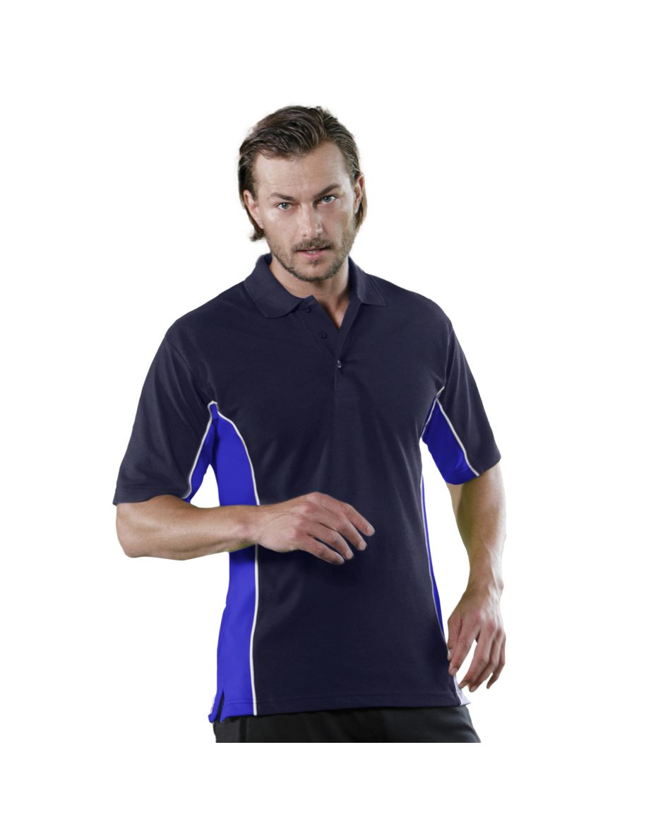 Gamegear® Mens Track Pique Short Sleeve Polo Shirt Top - Navy/Royal/White - 2