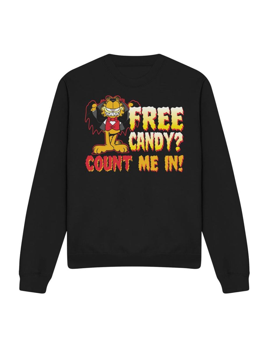 Garfield Unisex Adult Count Me In Sweatshirt - Black