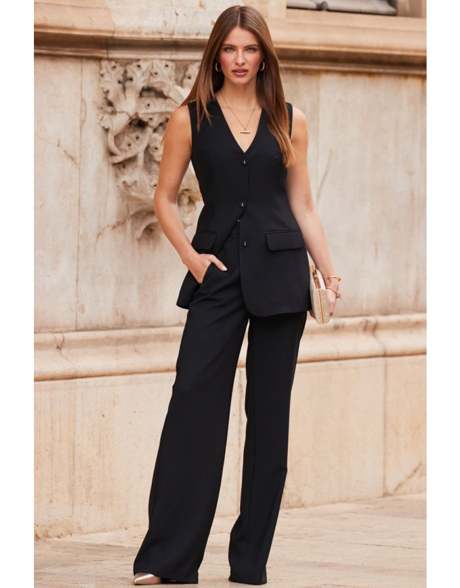 Black Sleeveless Tuxedo Blazer