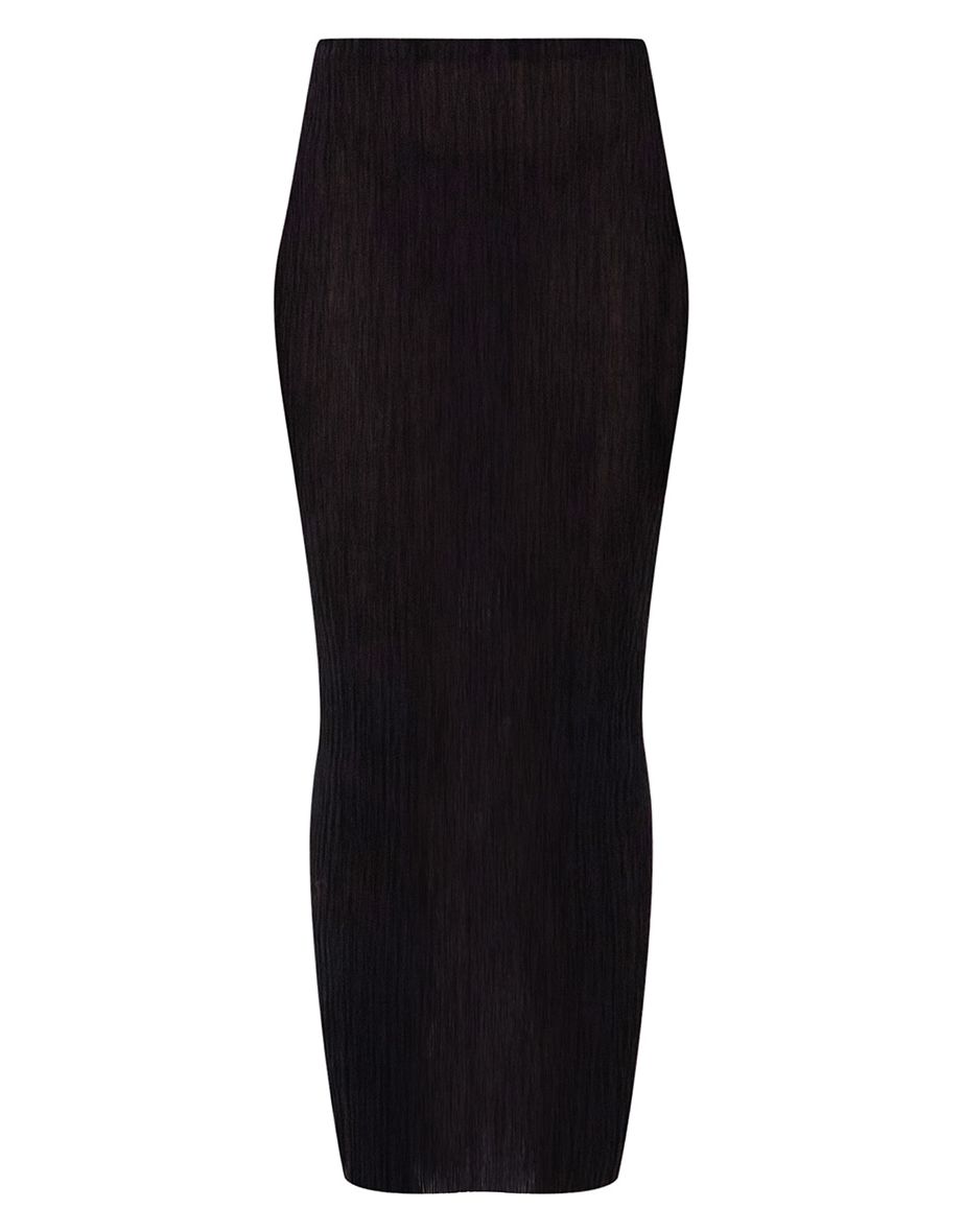 Designed by Naomi Campbell - Black Sheer Knit Low Rise Maxi Skirt - 3