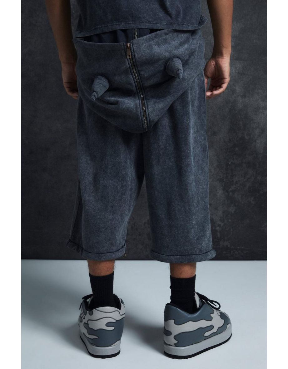 Trippie Redd Oversized Heavy Washed Horn Hooded Jogger - black - 2