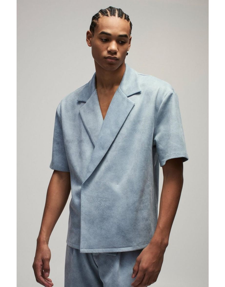 Oversized Wrap Smart Faux Suede Shirt