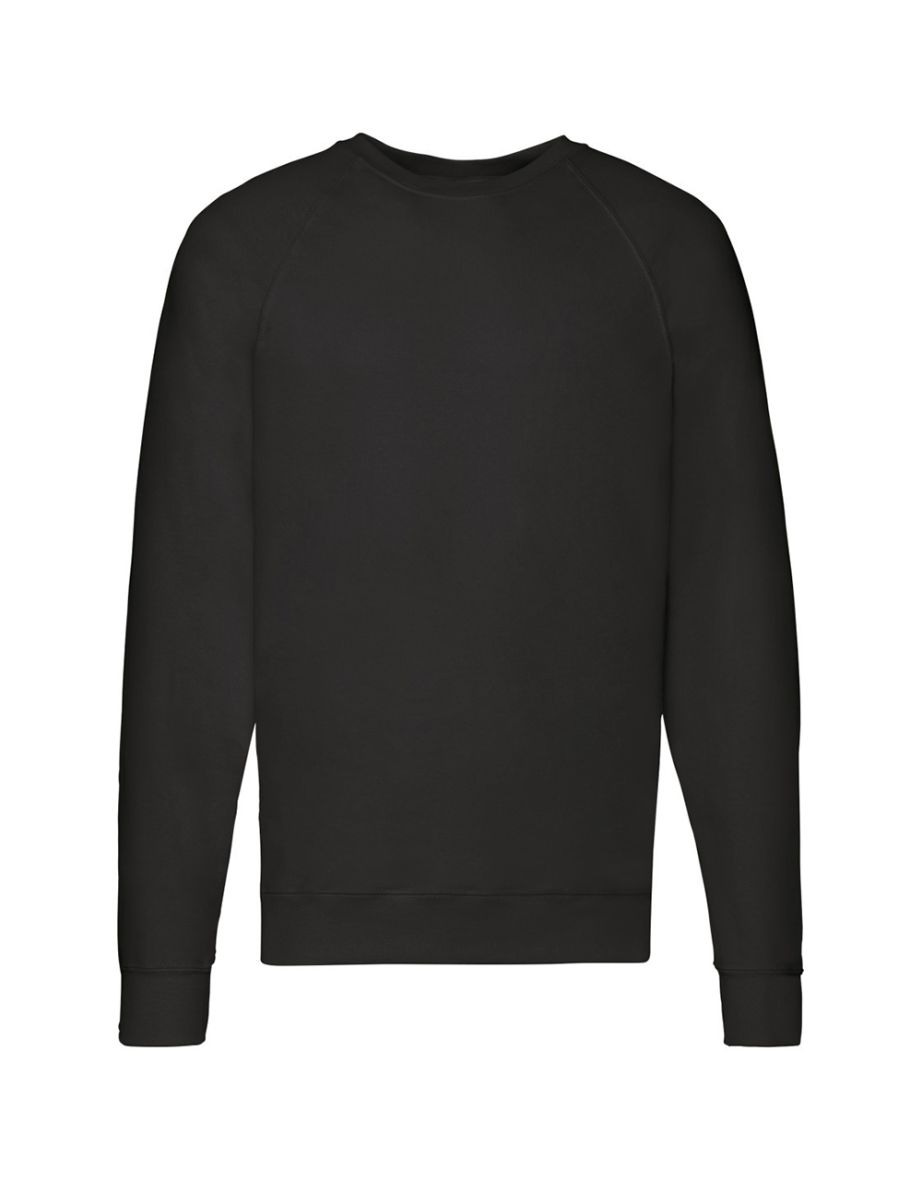 Fruit Of The Loom Mens Lightweight Raglan Sweatshirt (240 GSM) - Black - 1