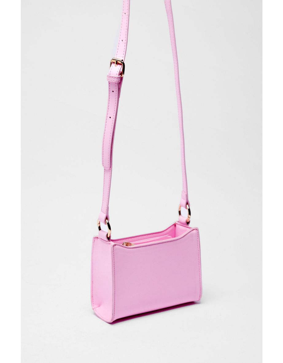 Faux Leather Faux Feather Handle Grab Bag - 3