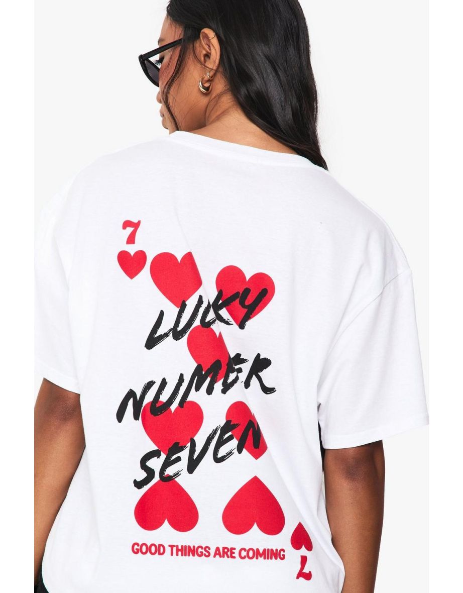 Lucky Number Seven Oversized Printed T-shirt - white - 3