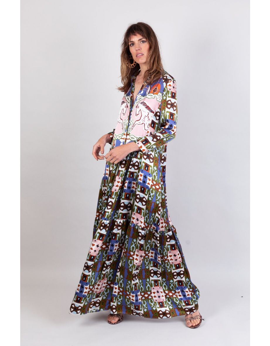 Maxi Shirt Dress / "The Pink Horse" - 6