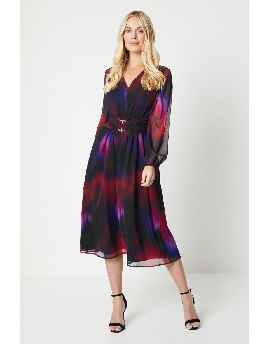 Petite Ombre Belted Midi Dress