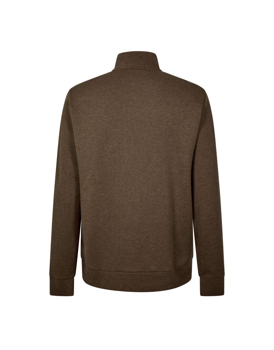 Men's Polo Ralph Lauren Double Knit Mesh Quarter-Zip Jumper in Brown - 1