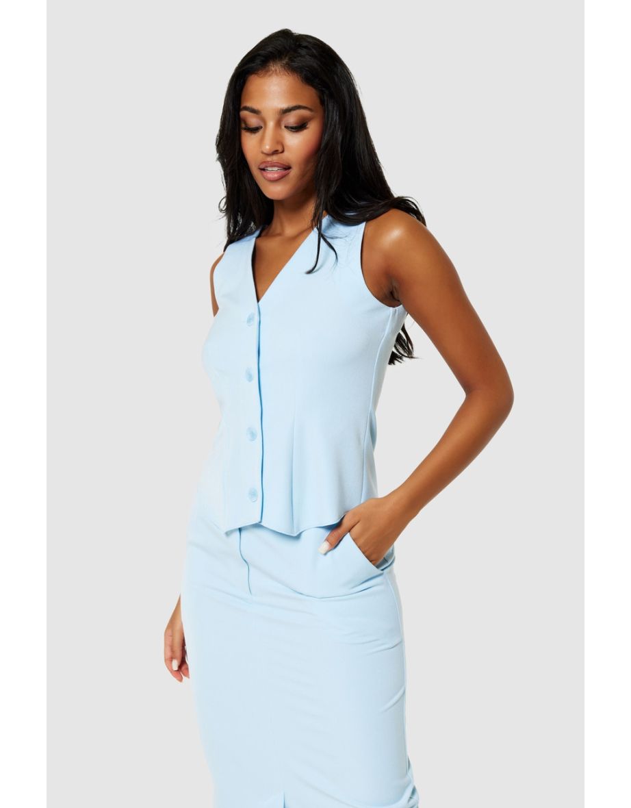 Closet London Blue Waistcoat - 4