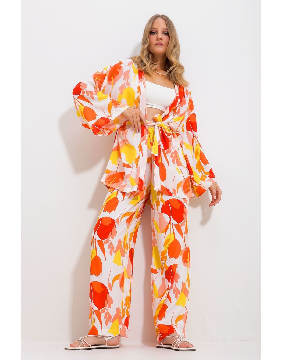 Palazzo trousers and kimono jacket best sale