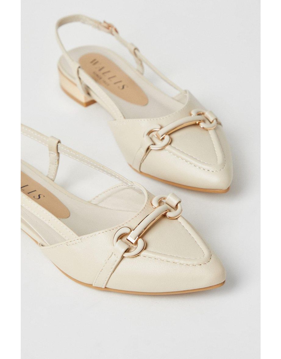 Belinda Pointed Snaffle Detail Slingback Flat Shoes - 3