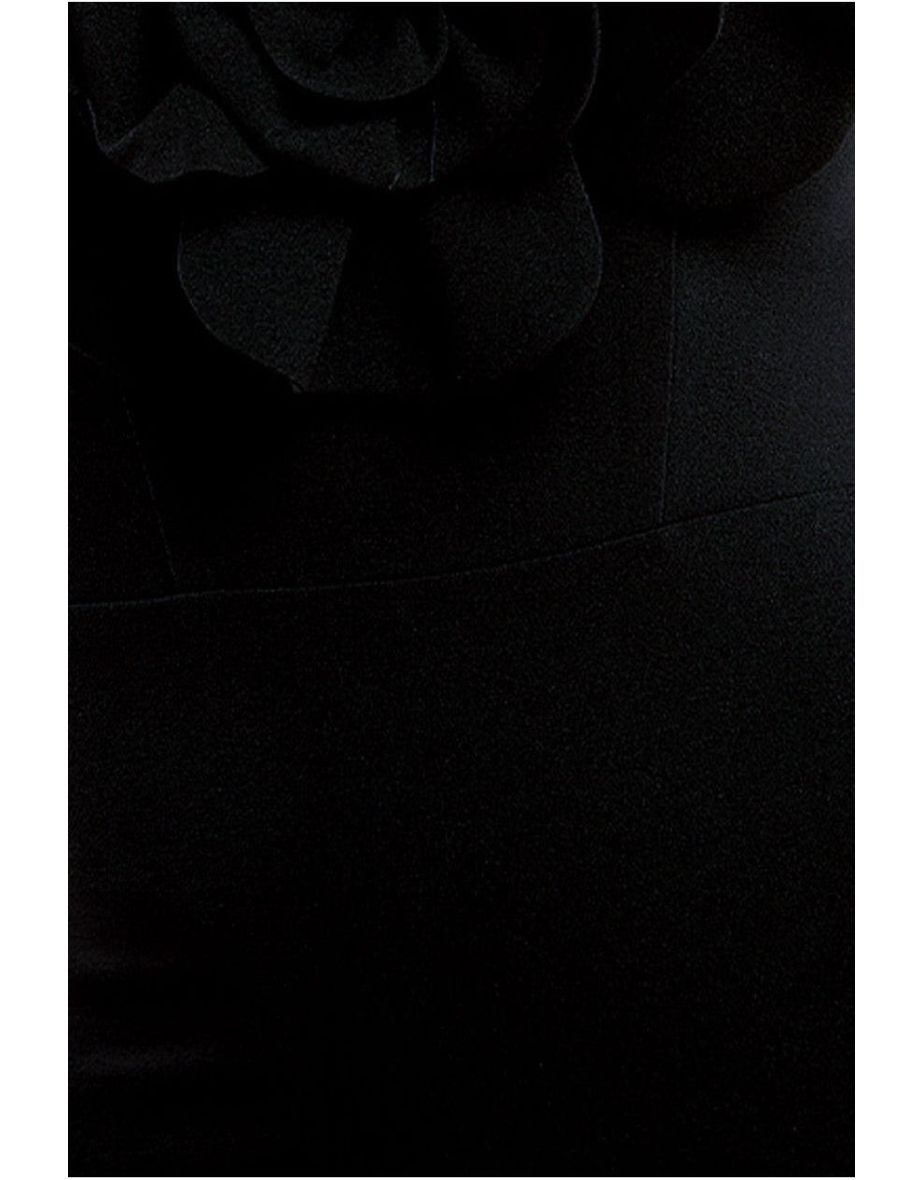 Goddiva Scuba Crepe Bandeau Rose Maxi Dress - Black - 3