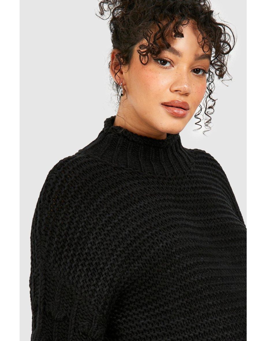 Black chunky clearance roll neck jumper