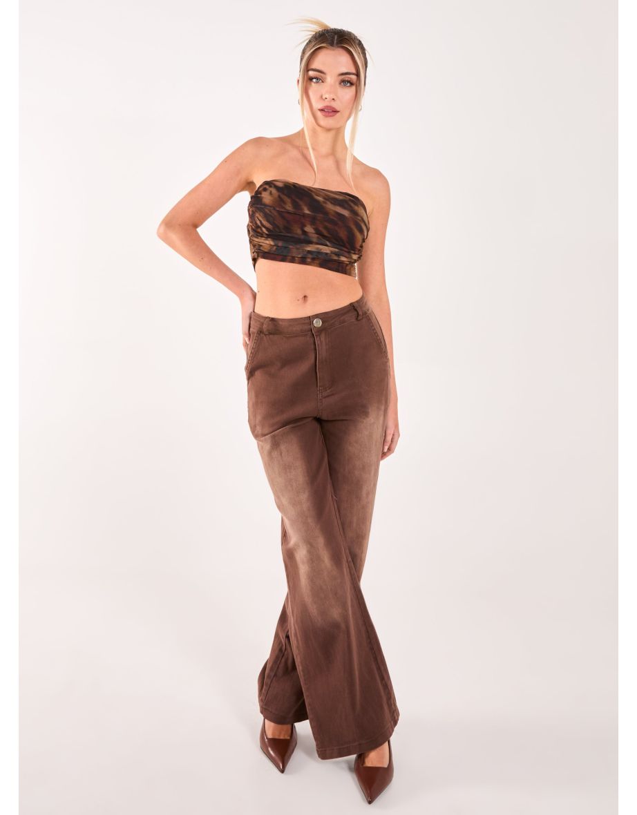 Mesh Animal Print Bandeau Top