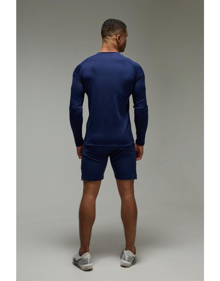 Man Active Crew Neck 1/4 Zip Short Tracksuit - navy - 2