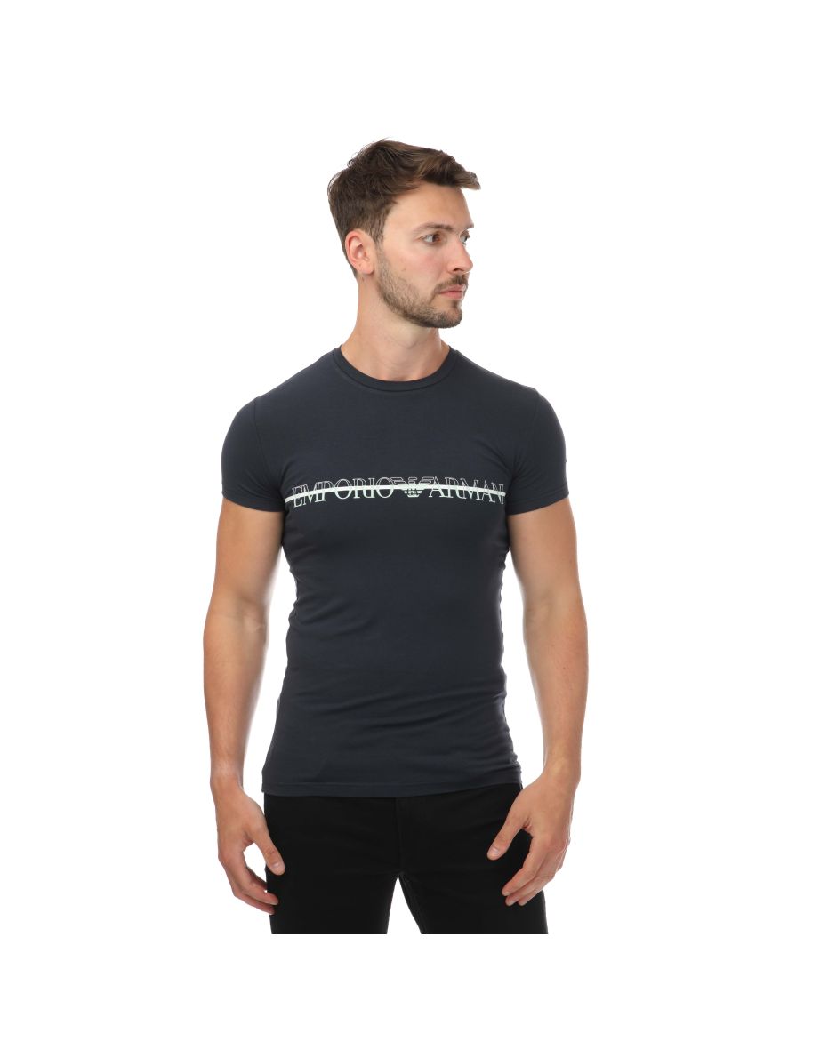 Shop Men s Emporio Armani Silky Crewneck T Shirt in Blue Online in Bahrain VogaCloset